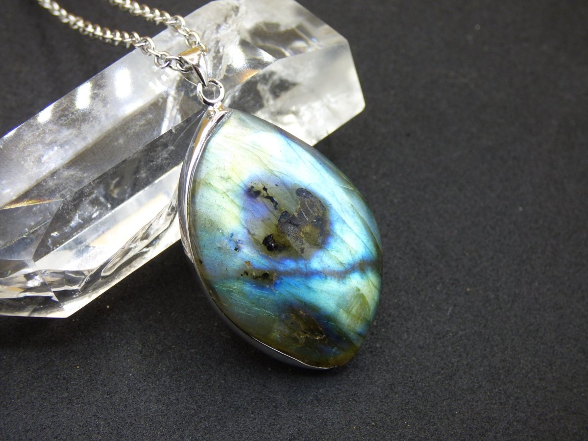 Labradorit - 925 Sterling Silber Edelstein Kette blau Schimmer Unikat Rarität Heilstein Natur selten Ethno Mann Frau Er Sie Geschenk Freund - Art of Nature Berlin