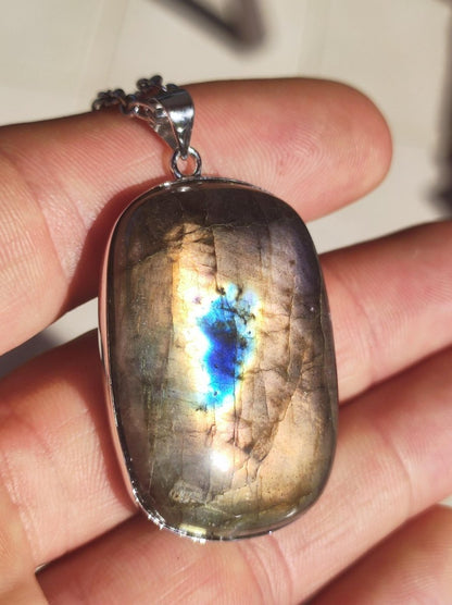 Labradorit - 925 Sterling Silber Edelstein Kette blau Schimmer Unikat Rarität Heilstein Natur selten Ethno Mann Frau Er Sie Geschenk Freund - Art of Nature Berlin
