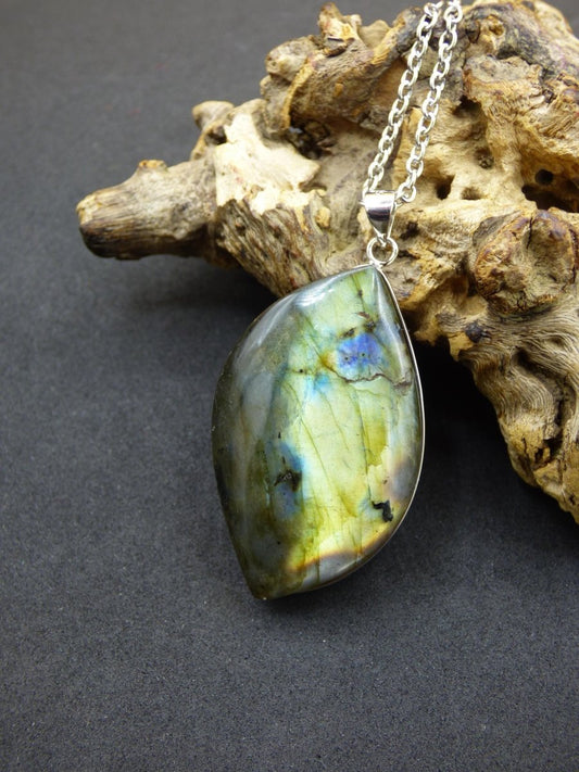 Labradorit - 925 Sterling Silber Edelstein Kette blau Schimmer Unikat Rarität Heilstein Natur selten Ethno Mann Frau Er Sie Geschenk Freund - Art of Nature Berlin