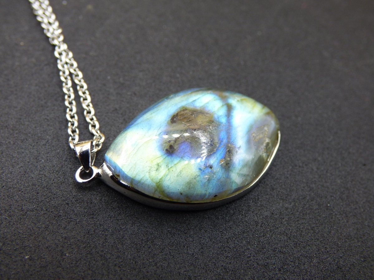 Labradorit - 925 Sterling Silber Edelstein Kette blau Schimmer Unikat Rarität Heilstein Natur selten Ethno Mann Frau Er Sie Geschenk Freund - Art of Nature Berlin