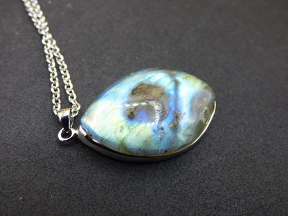 Labradorit - 925 Sterling Silber Edelstein Kette blau Schimmer Unikat Rarität Heilstein Natur selten Ethno Mann Frau Er Sie Geschenk Freund - Art of Nature Berlin