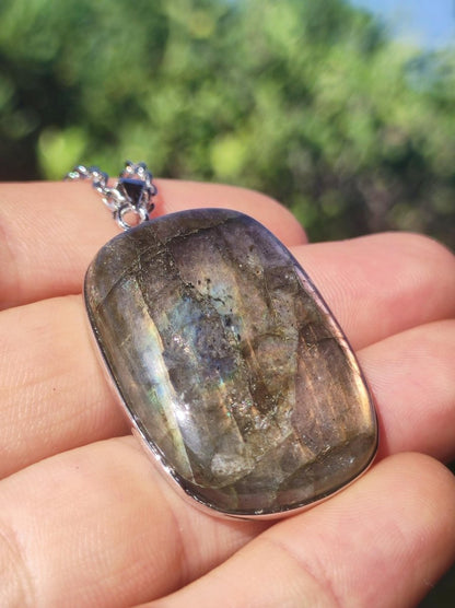 Labradorit - 925 Sterling Silber Edelstein Kette blau Schimmer Unikat Rarität Heilstein Natur selten Ethno Mann Frau Er Sie Geschenk Freund - Art of Nature Berlin