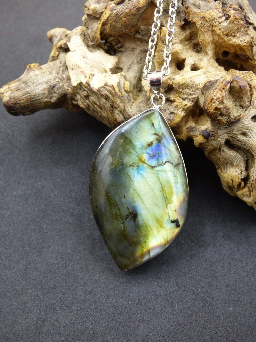 Labradorit - 925 Sterling Silber Edelstein Kette blau Schimmer Unikat Rarität Heilstein Natur selten Ethno Mann Frau Er Sie Geschenk Freund - Art of Nature Berlin