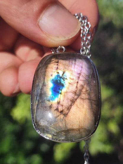 Labradorit - 925 Sterling Silber Edelstein Kette blau Schimmer Unikat Rarität Heilstein Natur selten Ethno Mann Frau Er Sie Geschenk Freund - Art of Nature Berlin