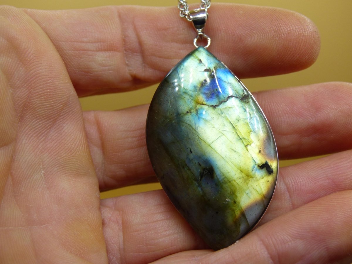 Labradorit - 925 Sterling Silber Edelstein Kette blau Schimmer Unikat Rarität Heilstein Natur selten Ethno Mann Frau Er Sie Geschenk Freund - Art of Nature Berlin