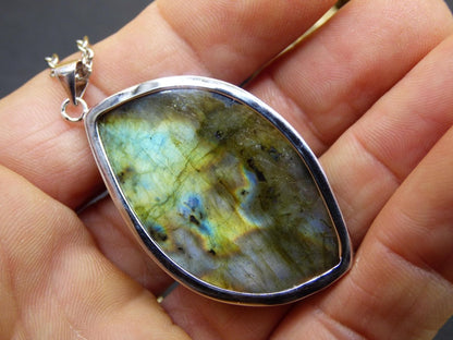 Labradorit - 925 Sterling Silber Edelstein Kette blau Schimmer Unikat Rarität Heilstein Natur selten Ethno Mann Frau Er Sie Geschenk Freund - Art of Nature Berlin