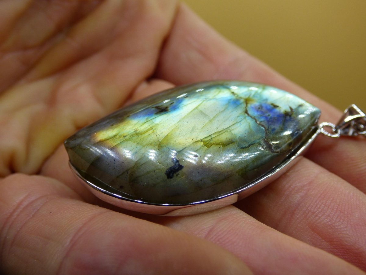 Labradorit - 925 Sterling Silber Edelstein Kette blau Schimmer Unikat Rarität Heilstein Natur selten Ethno Mann Frau Er Sie Geschenk Freund - Art of Nature Berlin