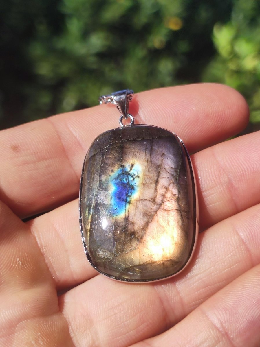Labradorit - 925 Sterling Silber Edelstein Kette blau Schimmer Unikat Rarität Heilstein Natur selten Ethno Mann Frau Er Sie Geschenk Freund - Art of Nature Berlin