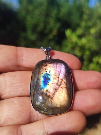 Labradorit - 925 Sterling Silber Edelstein Kette blau Schimmer Unikat Rarität Heilstein Natur selten Ethno Mann Frau Er Sie Geschenk Freund - Art of Nature Berlin