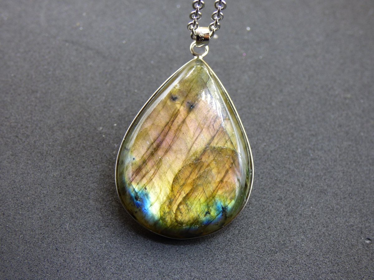 Labradorit - 925 Sterling Silber Edelstein Kette blau Schimmer Unikat Rarität Heilstein Natur selten Ethno Mann Frau Er Sie Geschenk Freund - Art of Nature Berlin