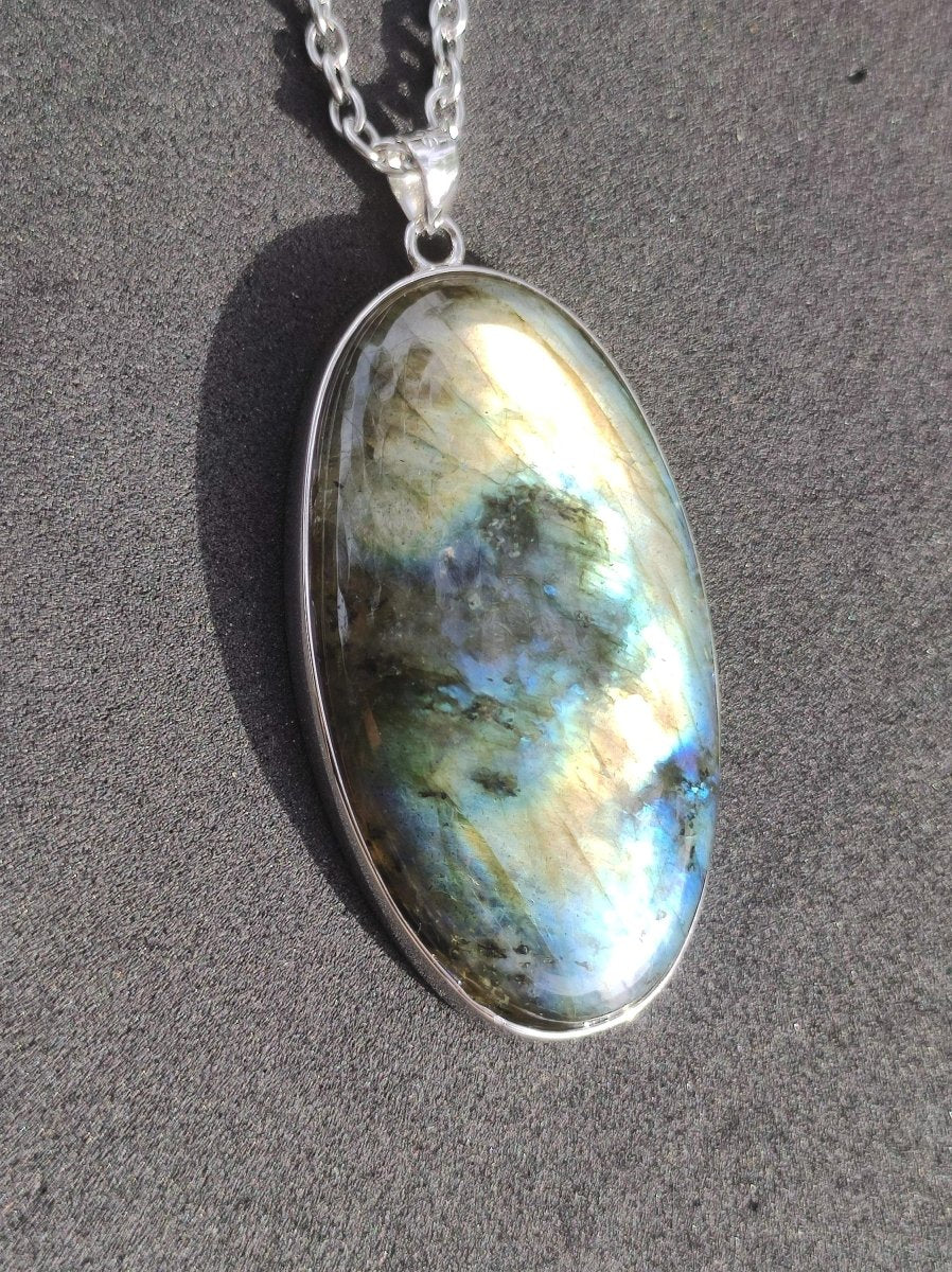Labradorit - 925 Sterling Silber Edelstein Kette blau Schimmer Unikat Rarität Heilstein Natur selten Ethno Mann Frau Er Sie Geschenk Freund - Art of Nature Berlin