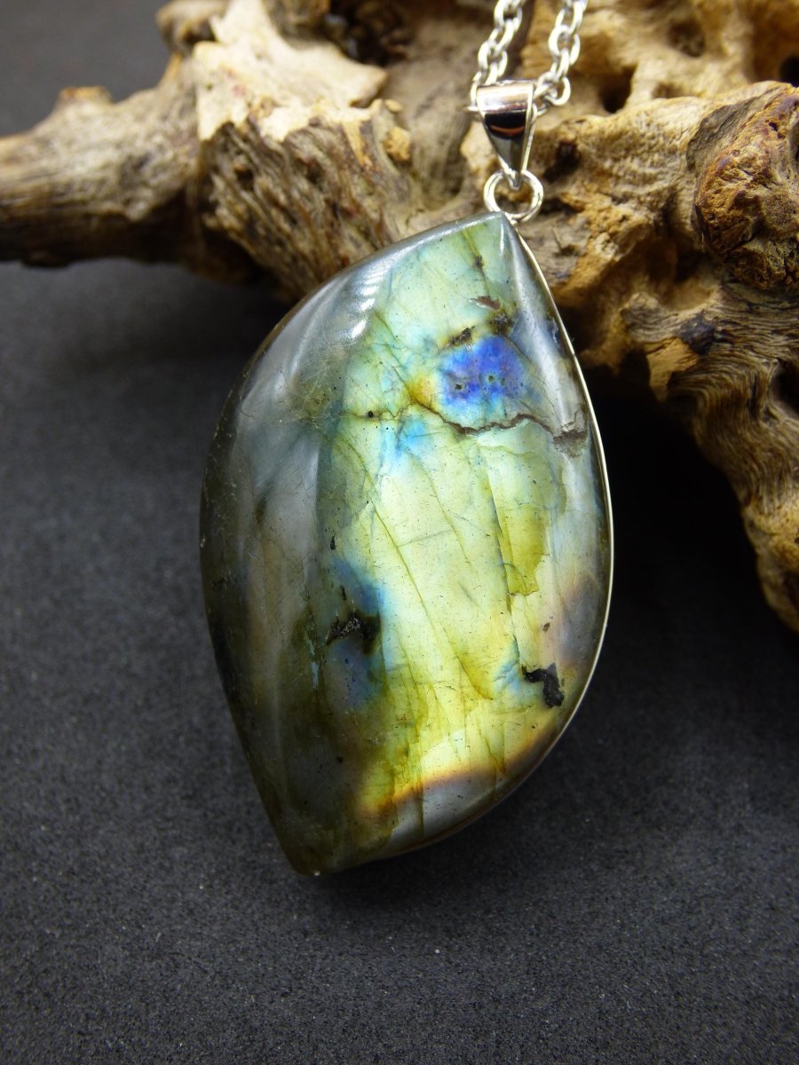 Labradorit - 925 Sterling Silber Edelstein Kette blau Schimmer Unikat Rarität Heilstein Natur selten Ethno Mann Frau Er Sie Geschenk Freund - Art of Nature Berlin