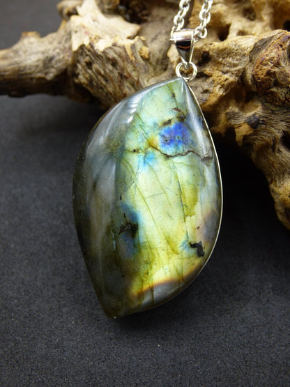 Labradorit - 925 Sterling Silber Edelstein Kette blau Schimmer Unikat Rarität Heilstein Natur selten Ethno Mann Frau Er Sie Geschenk Freund - Art of Nature Berlin