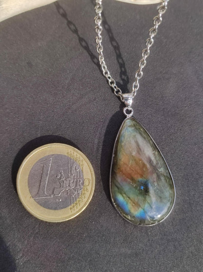 Labradorit - 925 Sterling Silber Edelstein Kette blau Schimmer Unikat Rarität Heilstein Natur selten Ethno Mann Frau Er Sie Geschenk Freund - Art of Nature Berlin