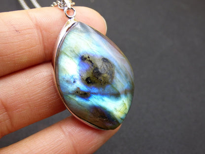 Labradorit - 925 Sterling Silber Edelstein Kette blau Schimmer Unikat Rarität Heilstein Natur selten Ethno Mann Frau Er Sie Geschenk Freund - Art of Nature Berlin