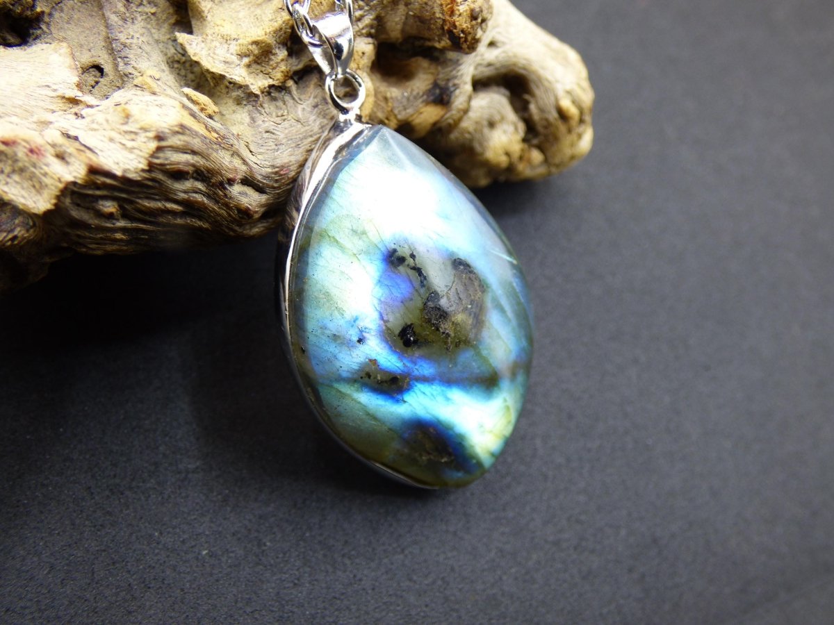 Labradorit - 925 Sterling Silber Edelstein Kette blau Schimmer Unikat Rarität Heilstein Natur selten Ethno Mann Frau Er Sie Geschenk Freund - Art of Nature Berlin