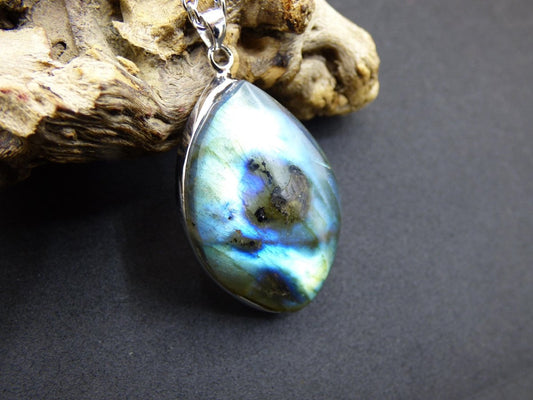 Labradorit - 925 Sterling Silber Edelstein Kette blau Schimmer Unikat Rarität Heilstein Natur selten Ethno Mann Frau Er Sie Geschenk Freund - Art of Nature Berlin