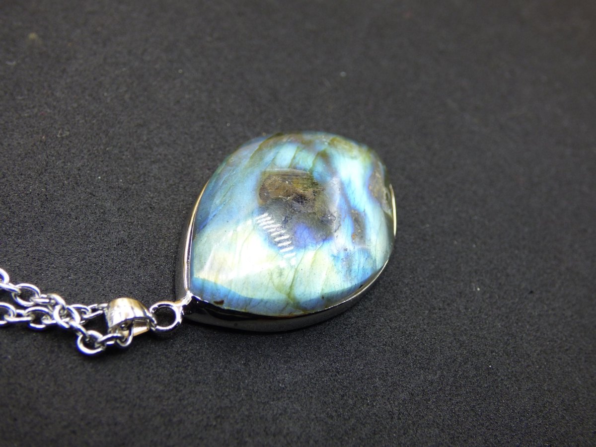 Labradorit - 925 Sterling Silber Edelstein Kette blau Schimmer Unikat Rarität Heilstein Natur selten Ethno Mann Frau Er Sie Geschenk Freund - Art of Nature Berlin
