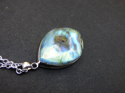Labradorit - 925 Sterling Silber Edelstein Kette blau Schimmer Unikat Rarität Heilstein Natur selten Ethno Mann Frau Er Sie Geschenk Freund - Art of Nature Berlin