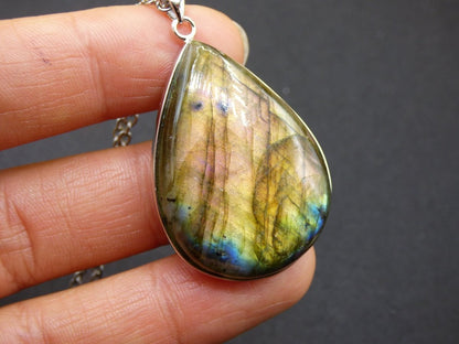 Labradorit - 925 Sterling Silber Edelstein Kette blau Schimmer Unikat Rarität Heilstein Natur selten Ethno Mann Frau Er Sie Geschenk Freund - Art of Nature Berlin