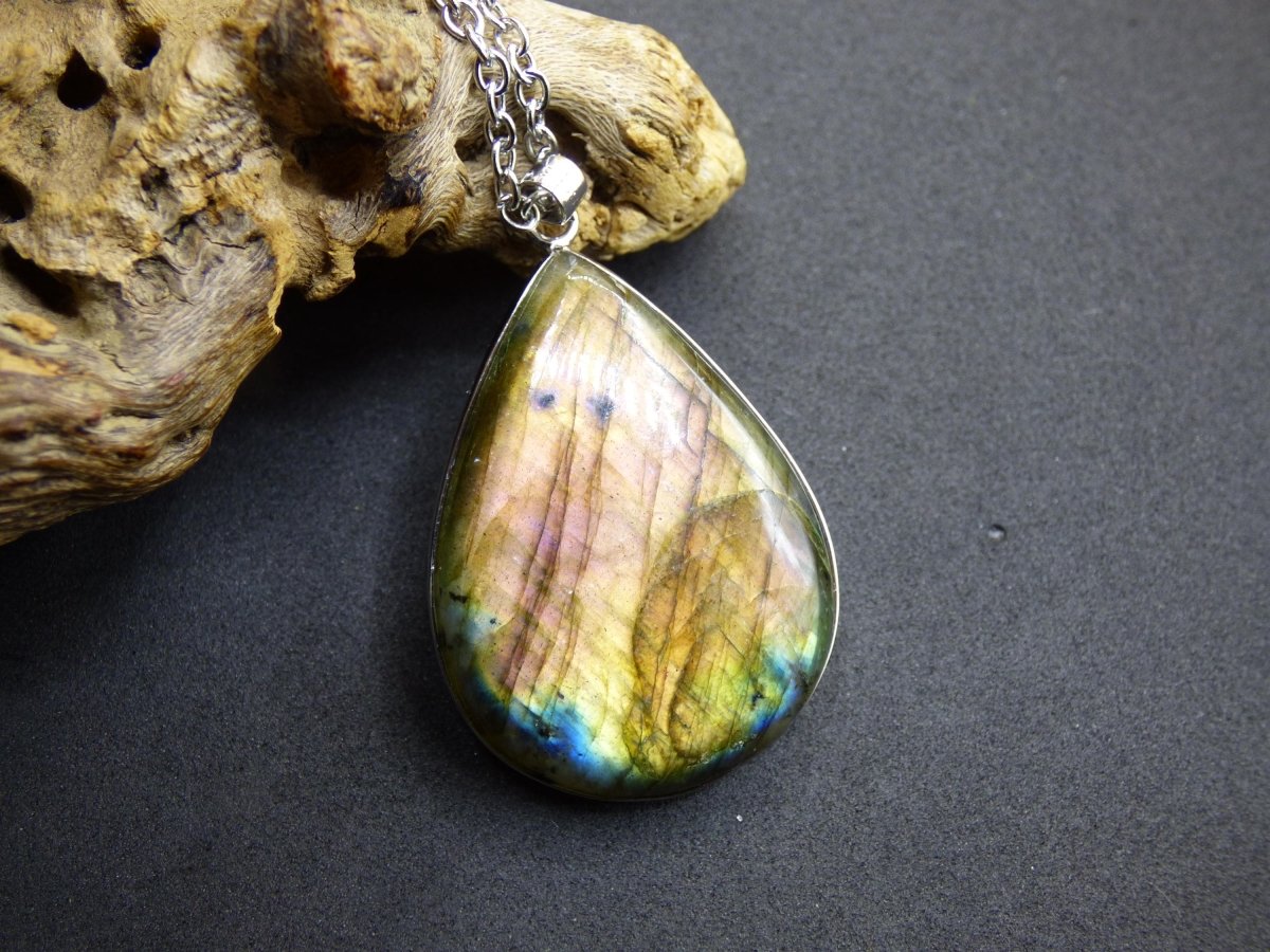 Labradorit - 925 Sterling Silber Edelstein Kette blau Schimmer Unikat Rarität Heilstein Natur selten Ethno Mann Frau Er Sie Geschenk Freund - Art of Nature Berlin