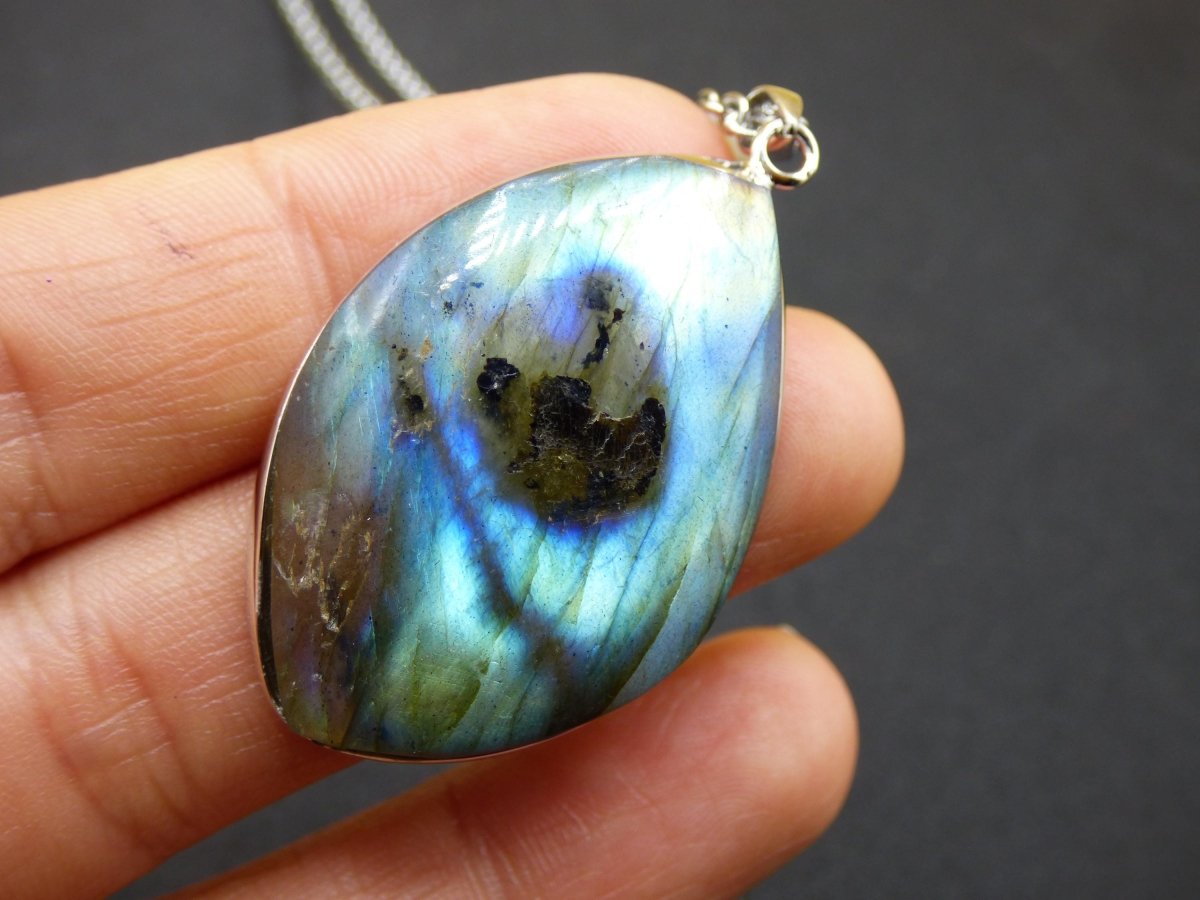 Labradorit - 925 Sterling Silber Edelstein Kette blau Schimmer Unikat Rarität Heilstein Natur selten Ethno Mann Frau Er Sie Geschenk Freund - Art of Nature Berlin