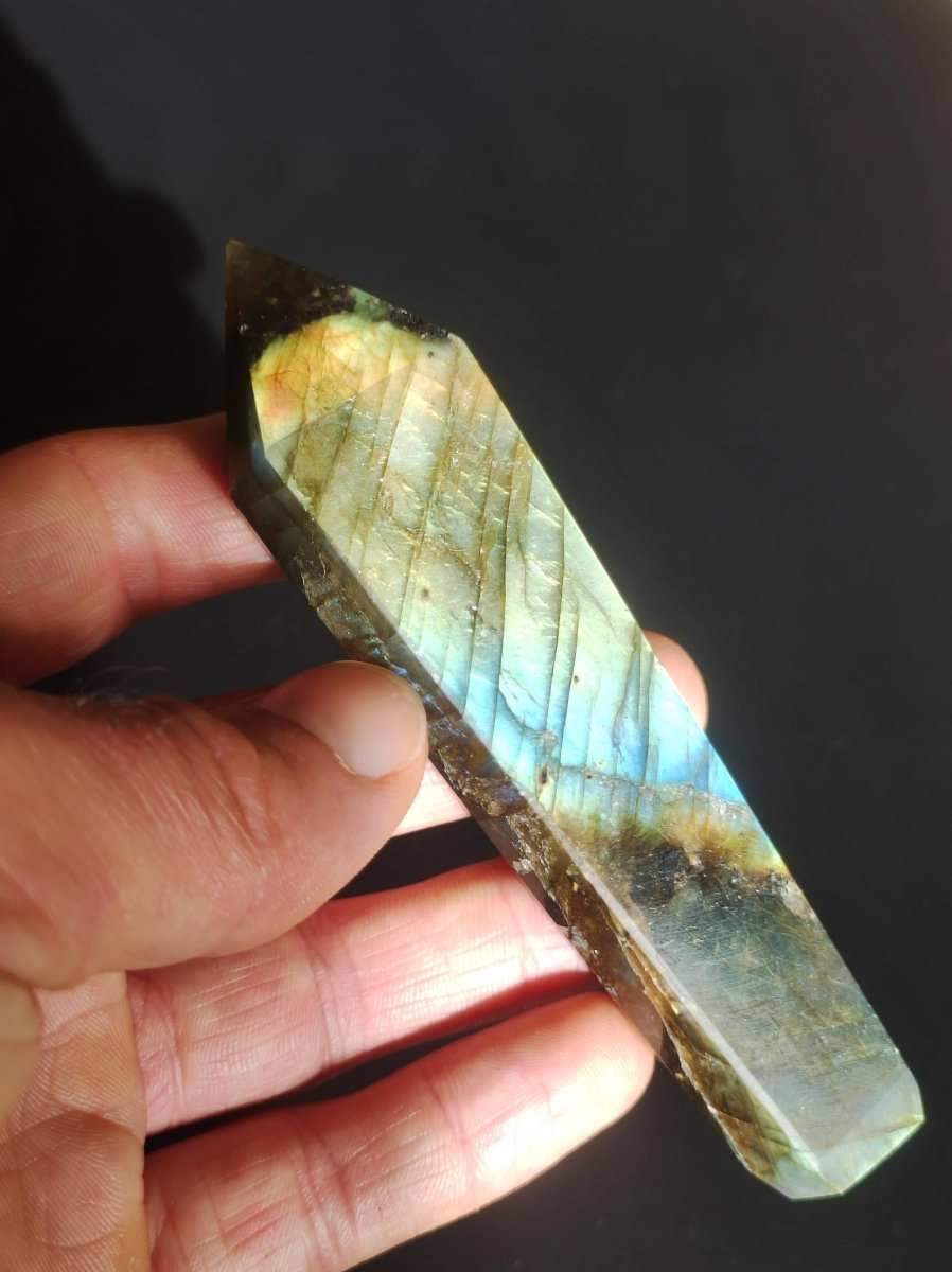 Labradorit AAA Edelstein Pfeife Blau Natur Heilstein Kräuter GOA Hippie Ethno Boho Flash Fire Festival Utensil Sammlerstück DMT - Art of Nature Berlin