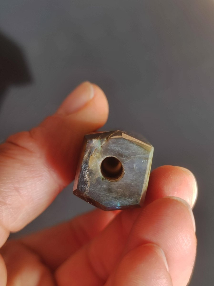 Labradorit AAA Edelstein Pfeife Blau Natur Heilstein Kräuter GOA Hippie Ethno Boho Flash Fire Festival Utensil Sammlerstück DMT - Art of Nature Berlin