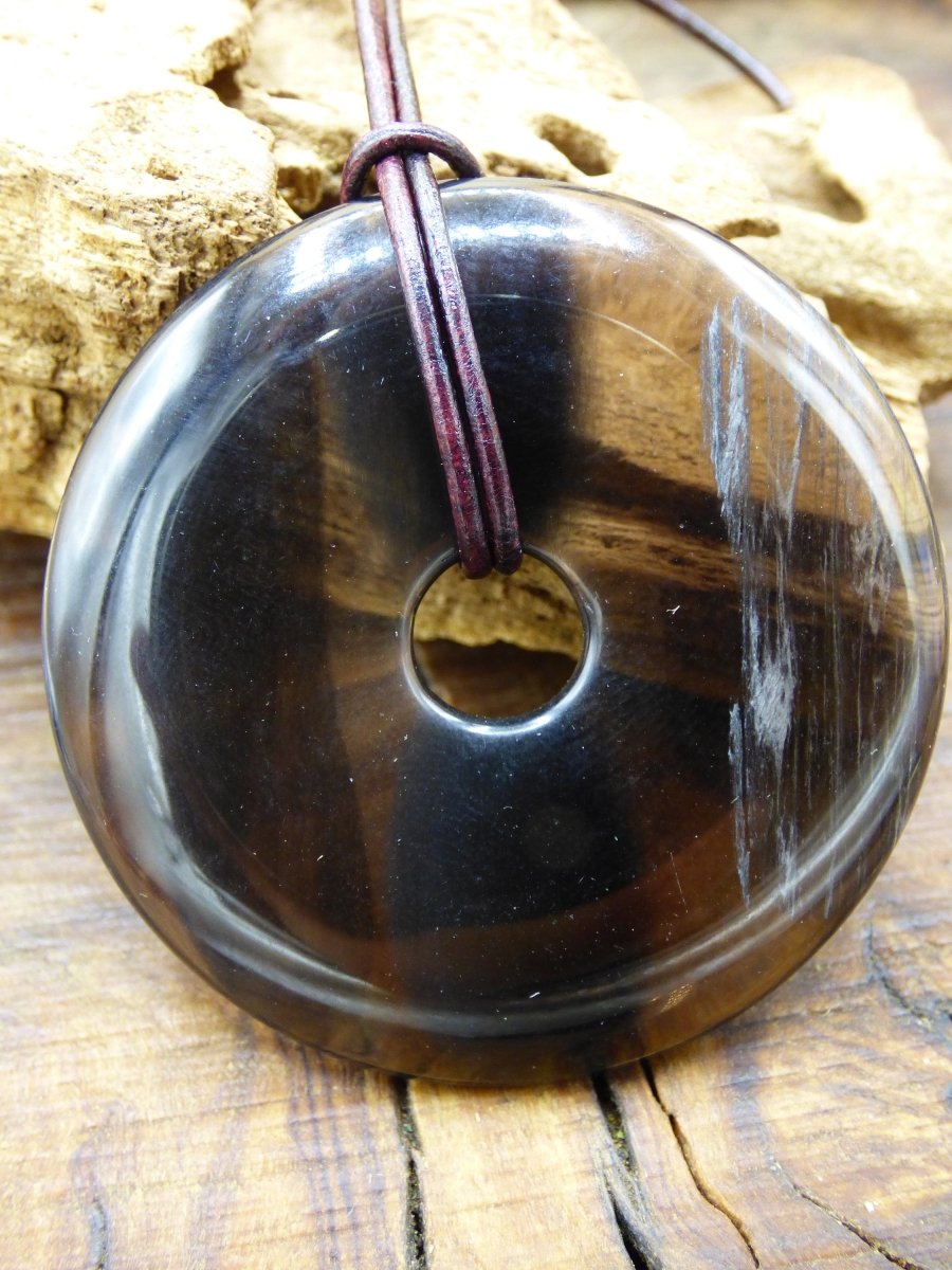 Lamellen Obsidian / Streifenobsidian 50mm Donut ~ Edelstein Kette ~HIPPIE ~GOA ~Boho ~Tibet ~Ethno ~Nature ~Donut ~Schutzsymbol ~Heilstein - Art of Nature Berlin