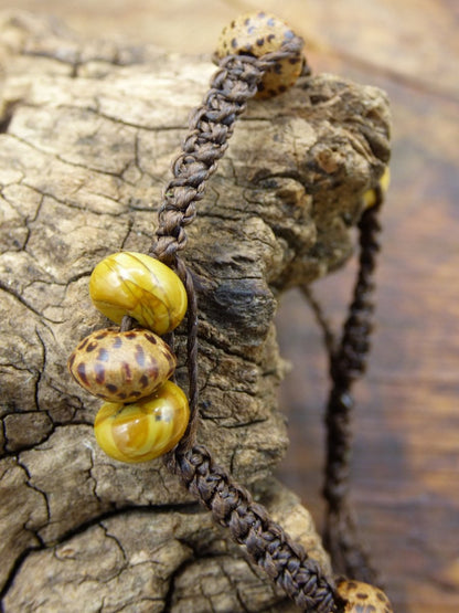 Landschaftsjaspis / Bilderjaspis + Bodhi Holzperle ~ Edelstein Makramee Armband ~GOA ~ Hippie ~Boho ~Ethno ~Indie ~Nature ~Heilstein - Art of Nature Berlin