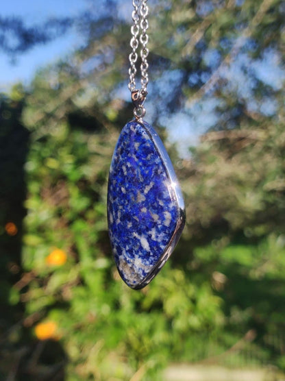 LapisLazuli ~ 925 Silber Edelstein Kette Heilstein Natur Blau Rarität Edel Mann Frau Geschenk Er Sie Freundin Energie Kraft Ruhe Glück - Art of Nature Berlin