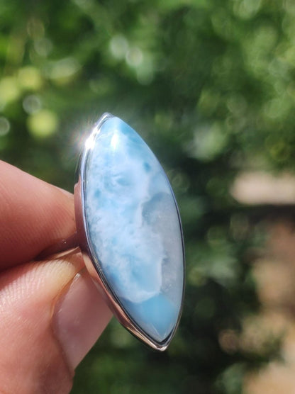 Larimar 925 Silber Ring "Atlantis Stone" Edelstein blau Natur Meer Himmel gefasst Energie Kraft Rarität Selten Frau Mutter Sie Oma Geschenk - Art of Nature Berlin