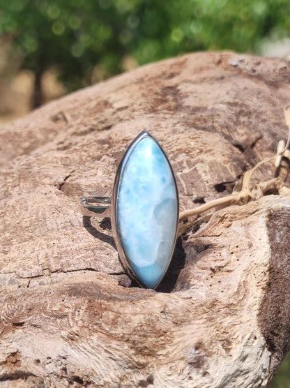 Larimar 925 Silber Ring "Atlantis Stone" Edelstein blau Natur Meer Himmel gefasst Energie Kraft Rarität Selten Frau Mutter Sie Oma Geschenk - Art of Nature Berlin