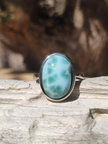 Larimar 925 Silber Ring "Atlantis Stone" Edelstein blau Natur Meer Himmel gefasst Energie Kraft Rarität Selten Frau Mutter Sie Oma Geschenk - Art of Nature Berlin