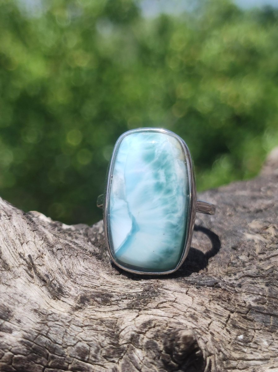 Larimar 925 Silber Ring "Atlantis Stone" Edelstein blau Natur Meer Himmel gefasst Energie Kraft Rarität Selten Frau Mutter Sie Oma Geschenk - Art of Nature Berlin