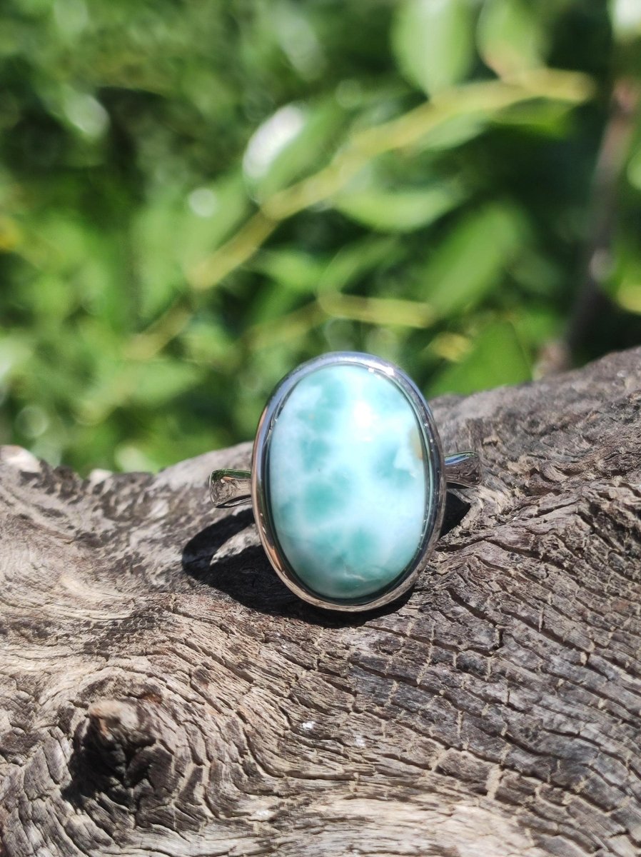 Larimar 925 Silber Ring "Atlantis Stone" Edelstein blau Natur Meer Himmel gefasst Energie Kraft Rarität Selten Frau Mutter Sie Oma Geschenk - Art of Nature Berlin