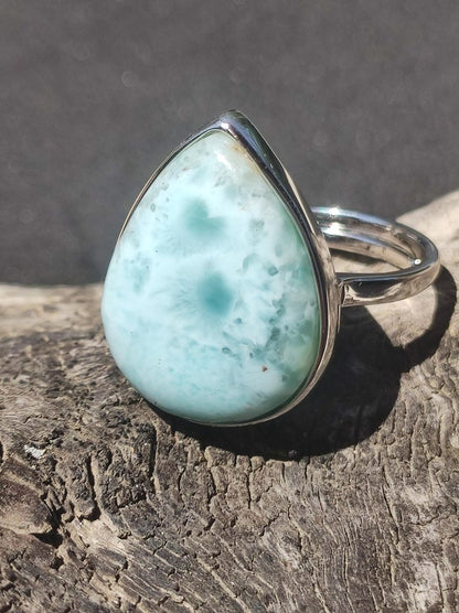 Larimar 925 Silber Ring "Atlantis Stone" Edelstein blau Natur Meer Himmel gefasst Energie Kraft Rarität Selten Frau Mutter Sie Oma Geschenk - Art of Nature Berlin