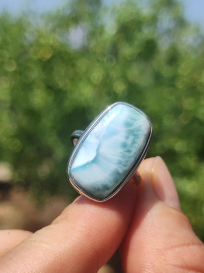 Larimar 925 Silber Ring "Atlantis Stone" Edelstein blau Natur Meer Himmel gefasst Energie Kraft Rarität Selten Frau Mutter Sie Oma Geschenk - Art of Nature Berlin