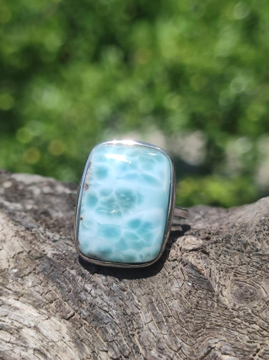 Larimar 925 Silber Ring "Atlantis Stone" Edelstein blau Natur Meer Himmel gefasst Energie Kraft Rarität Selten Frau Mutter Sie Oma Geschenk - Art of Nature Berlin