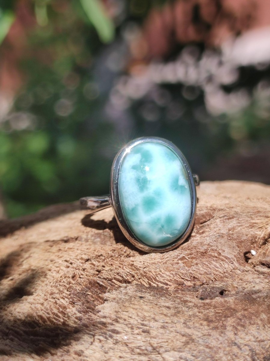 Larimar 925 Silber Ring "Atlantis Stone" Edelstein blau Natur Meer Himmel gefasst Energie Kraft Rarität Selten Frau Mutter Sie Oma Geschenk - Art of Nature Berlin