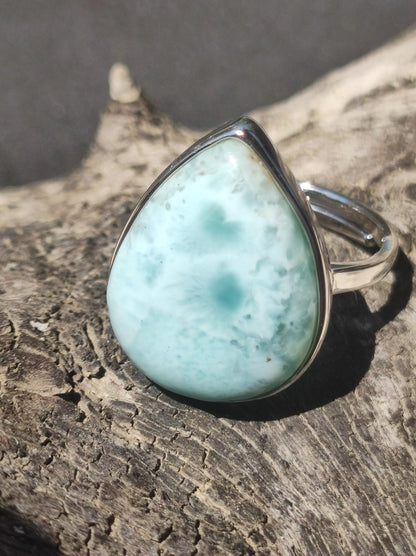 Larimar 925 Silber Ring "Atlantis Stone" Edelstein blau Natur Meer Himmel gefasst Energie Kraft Rarität Selten Frau Mutter Sie Oma Geschenk - Art of Nature Berlin