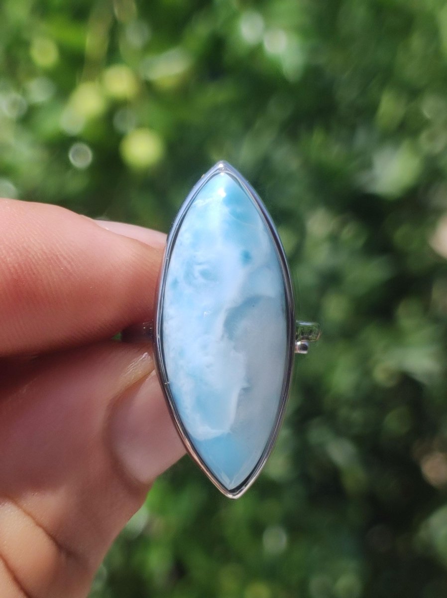 Larimar 925 Silber Ring "Atlantis Stone" Edelstein blau Natur Meer Himmel gefasst Energie Kraft Rarität Selten Frau Mutter Sie Oma Geschenk - Art of Nature Berlin