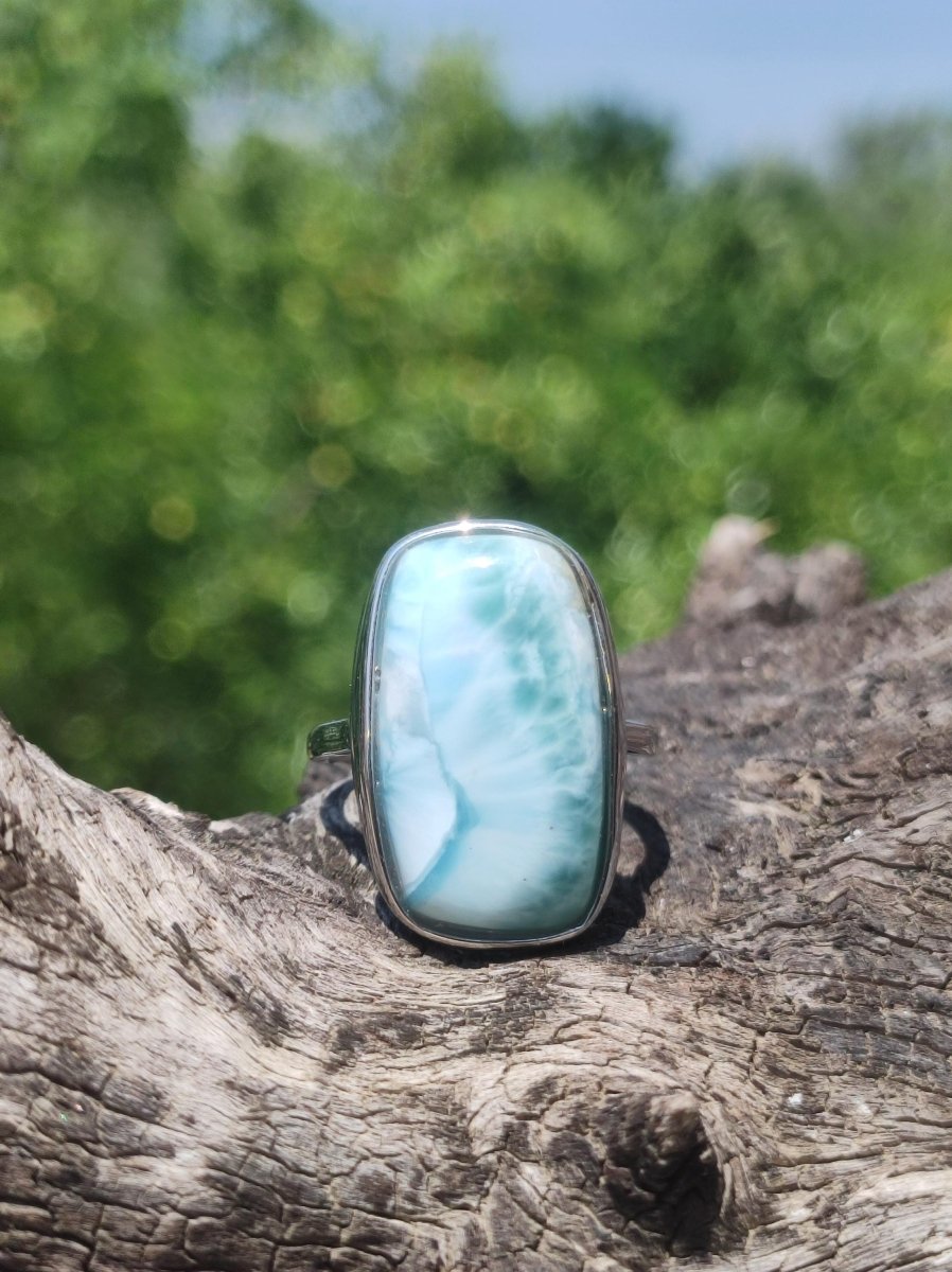 Larimar 925 Silber Ring "Atlantis Stone" Edelstein blau Natur Meer Himmel gefasst Energie Kraft Rarität Selten Frau Mutter Sie Oma Geschenk - Art of Nature Berlin