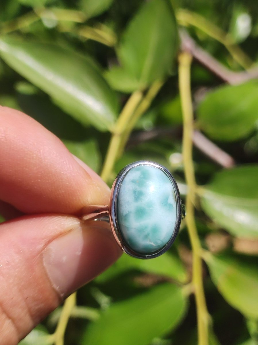 Larimar 925 Silber Ring "Atlantis Stone" Edelstein blau Natur Meer Himmel gefasst Energie Kraft Rarität Selten Frau Mutter Sie Oma Geschenk - Art of Nature Berlin