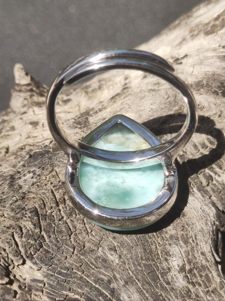 Larimar 925 Silber Ring "Atlantis Stone" Edelstein blau Natur Meer Himmel gefasst Energie Kraft Rarität Selten Frau Mutter Sie Oma Geschenk - Art of Nature Berlin