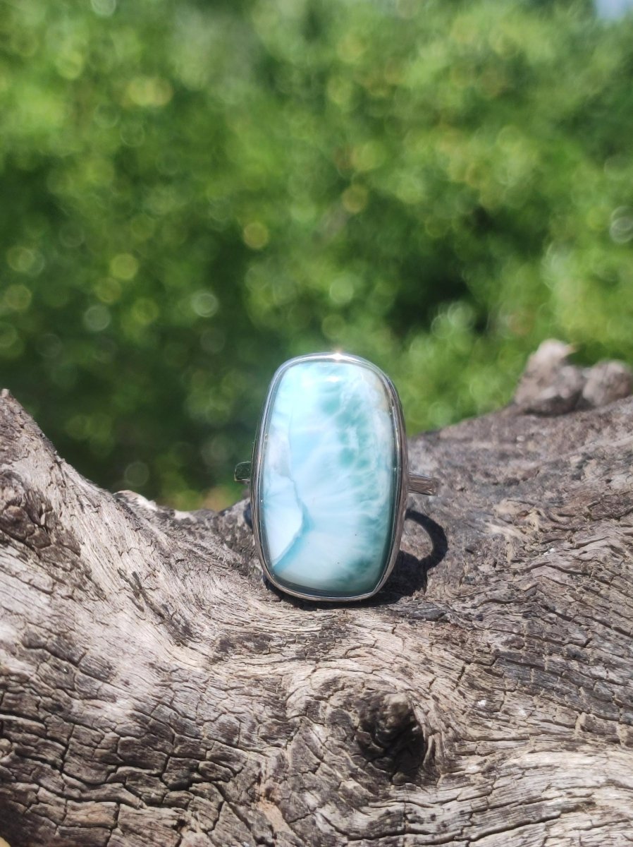 Larimar 925 Silber Ring "Atlantis Stone" Edelstein blau Natur Meer Himmel gefasst Energie Kraft Rarität Selten Frau Mutter Sie Oma Geschenk - Art of Nature Berlin