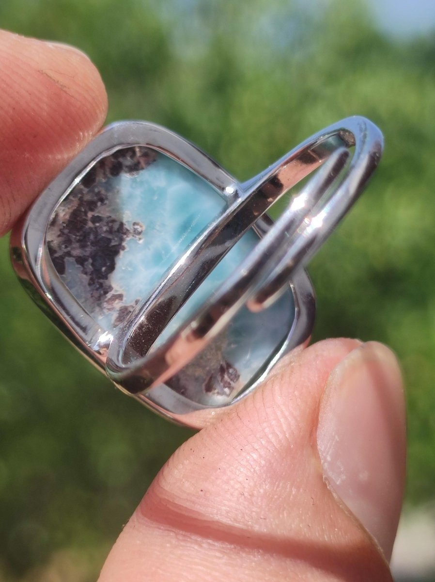 Larimar 925 Silber Ring "Atlantis Stone" Edelstein blau Natur Meer Himmel gefasst Energie Kraft Rarität Selten Frau Mutter Sie Oma Geschenk - Art of Nature Berlin