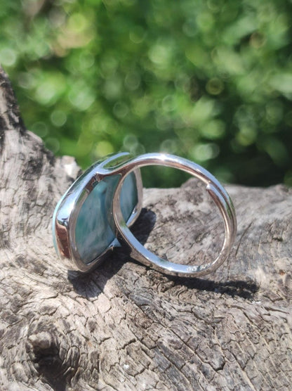 Larimar 925 Silber Ring "Atlantis Stone" Edelstein blau Natur Meer Himmel gefasst Energie Kraft Rarität Selten Frau Mutter Sie Oma Geschenk - Art of Nature Berlin