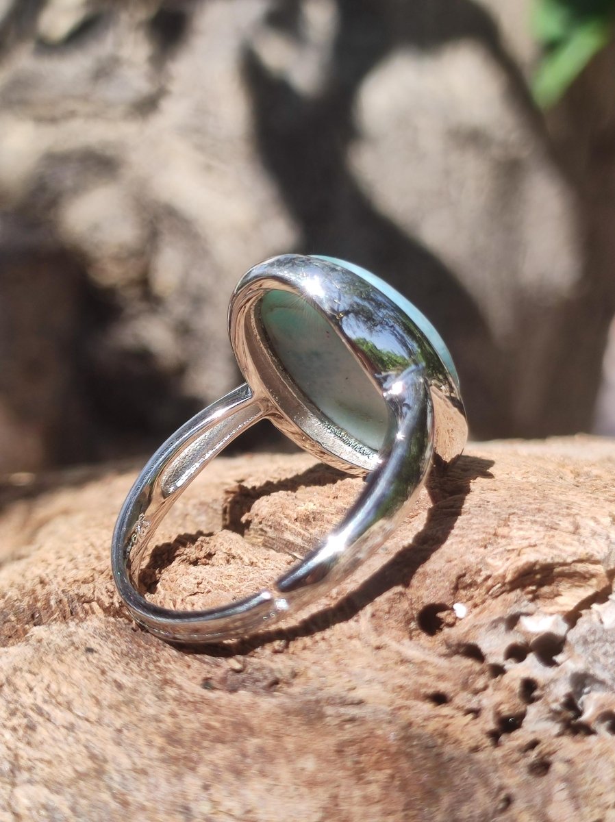 Larimar 925 Silber Ring "Atlantis Stone" Edelstein blau Natur Meer Himmel gefasst Energie Kraft Rarität Selten Frau Mutter Sie Oma Geschenk - Art of Nature Berlin