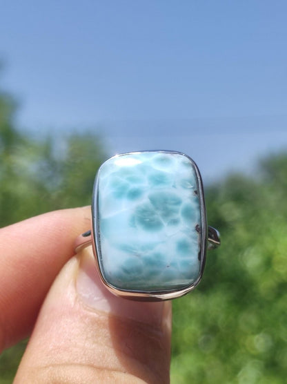 Larimar 925 Silber Ring "Atlantis Stone" Edelstein blau Natur Meer Himmel gefasst Energie Kraft Rarität Selten Frau Mutter Sie Oma Geschenk - Art of Nature Berlin